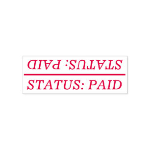 Schlichte "STATUS: ZAHLTE Kautschuk-Briefmarke Permastempel