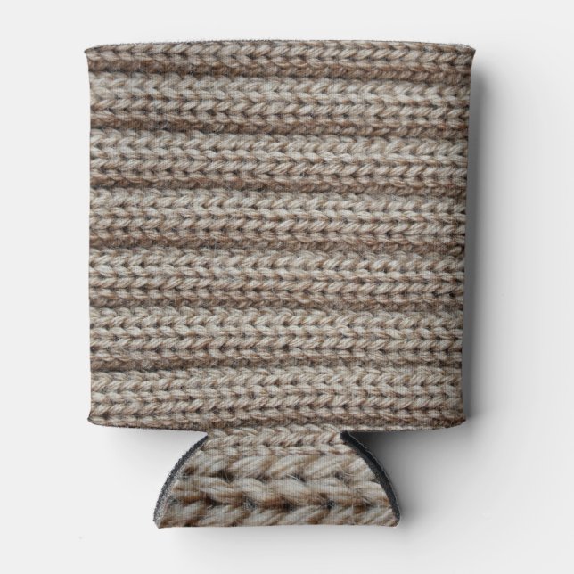 Schlichte Strickstoffe, braune Textur. Dosenkühler (Vorderseite)