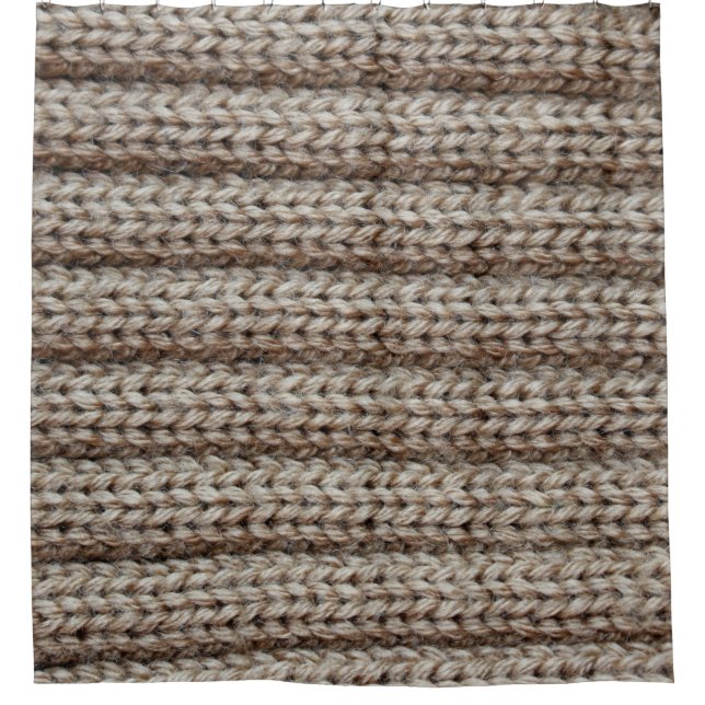 Schlichte Strickstoffe, braune Textur. Duschvorhang (Vorderseite)