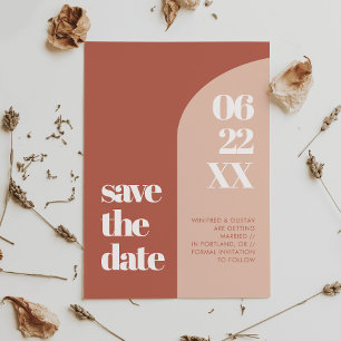 Schlichte Terrakotta-Bogen Save The Date