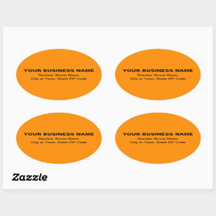 Schlichte Texte Geschäftsadresse für Orange Color Ovaler Aufkleber