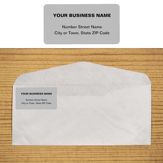 Schlichte Texte, Graue Firmenadressen Adressaufkleber (Plain text gray business address label on envelope)