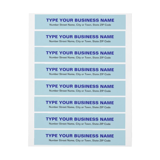 Schlichte Texte "Light Blue Business Rücksendeadre (Bogen)