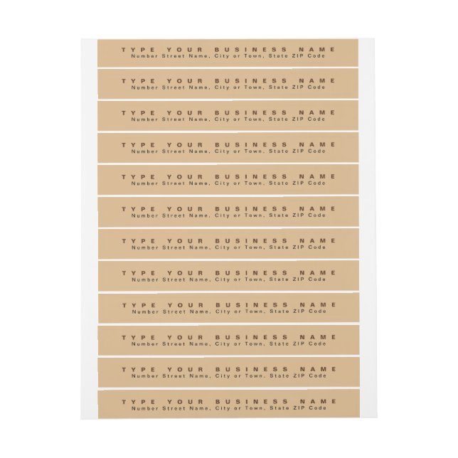 Schlichte Texte Light Brown Geschäftsadresse Slim (Bogen)