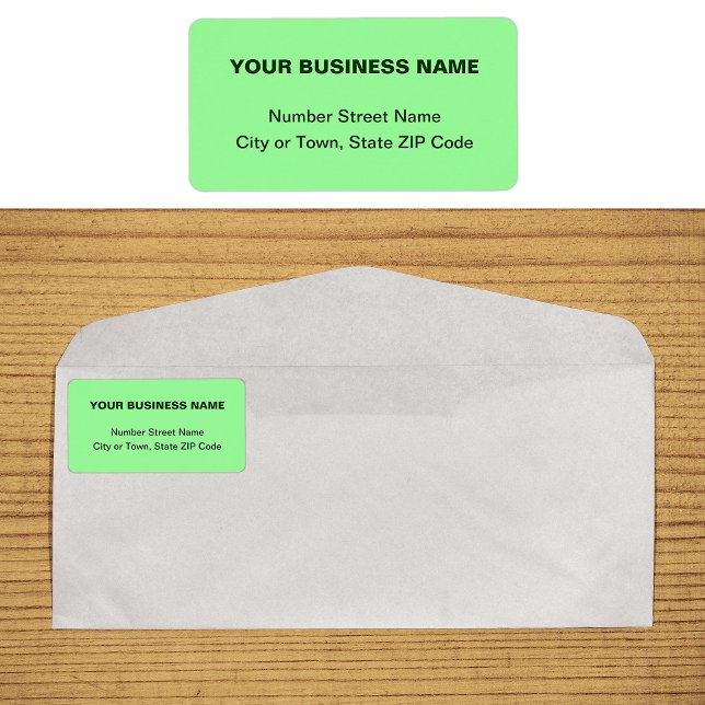 Schlichte Texte, Light Green Business Address Labe Adressaufkleber (Plain text light green business address label on envelope)