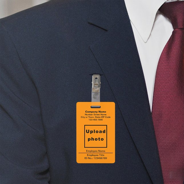 Schlichte Texte mit Foto Orange Color Abzeichen fü Ausweis (Orange color company badge)