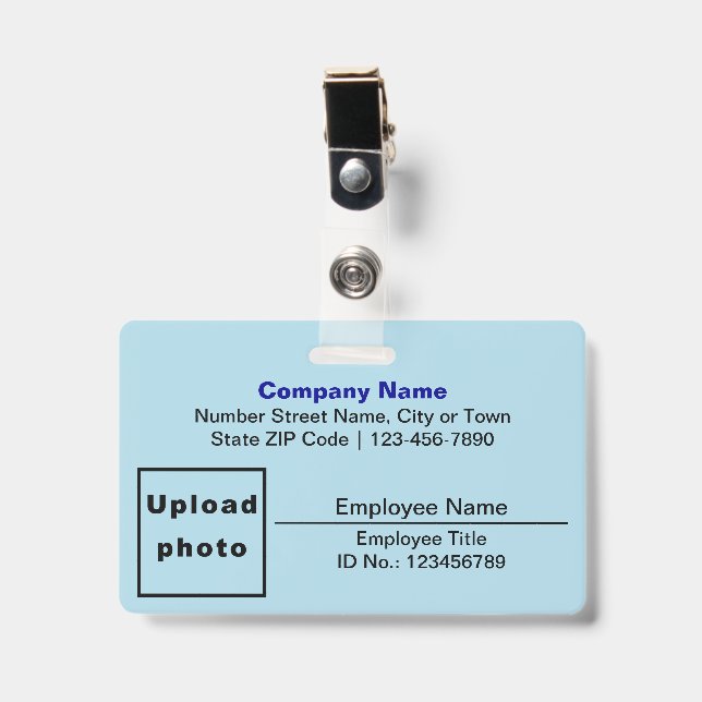 Schlichte Texte mit Foto Rectangle Light Blue Ausweis (Vorderseite mit Clip)