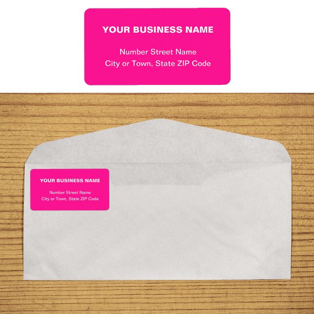 Schlichte Texte Rosa Firmenanschrift Adressaufkleber (Plain text pink business address label on envelope)