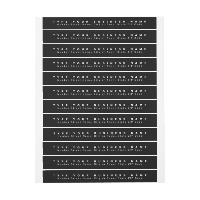 Schlichte Texte Schwarze Rücksendeadresse (Bogen)