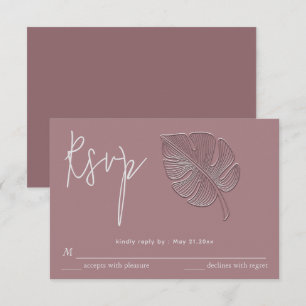 Schlichte UAWG mit Prägung aus tropischen Blättern RSVP Karte