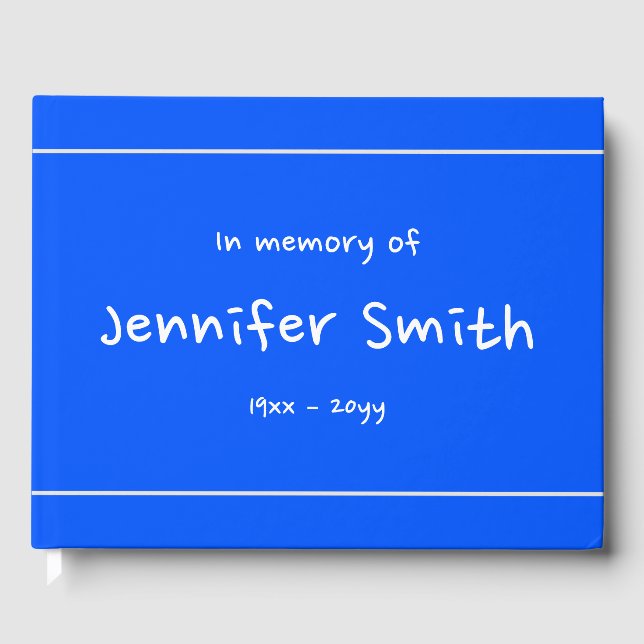 Schlichte und einfache Blue Condolences Gästebuch (Vorderseite)