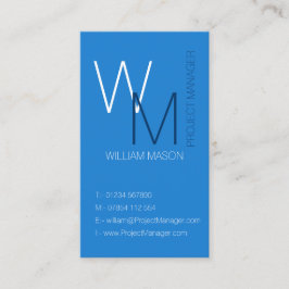 Schlichte und einfache Blue Monogram Business Card Visitenkarte