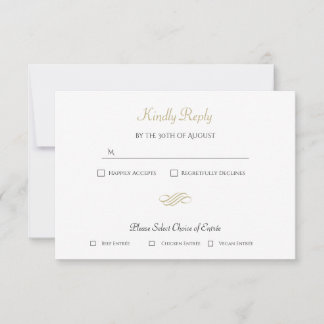 Schlichte und einfache White Gold Classic R.S.V.P. RSVP Karte