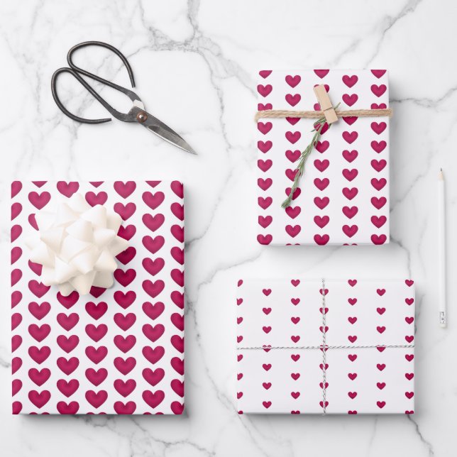 Schlichte Vintage Liebe Herz Romantische Valentine Geschenkpapier Set (Vorderseite)