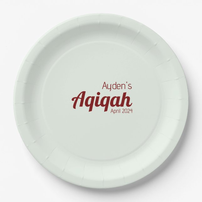 Schlichte weiße Knochen, Aqiqah Babydusche Pappteller (Vorderseite)