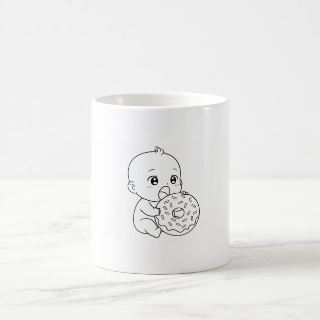 Schlichte weiße Tasse mit einem Baby und einem Rie (Mittel)