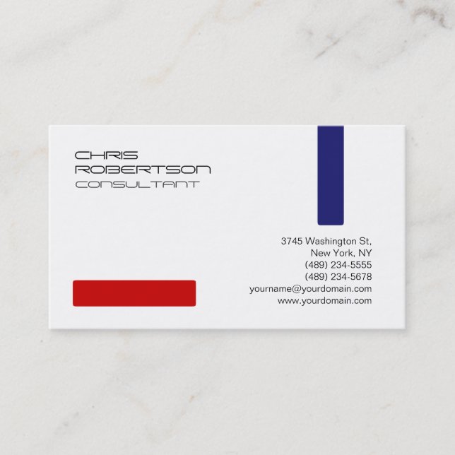 Schlichte White Blue Attractive Business Card Visitenkarte (Vorderseite)