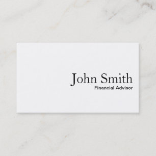 Schlichte White Financial Advisor Business Card Visitenkarte