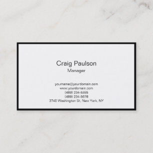 Schlichte White Manager Business Card Visitenkarte