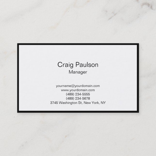 Schlichte White Manager Business Card Visitenkarte (Vorderseite)