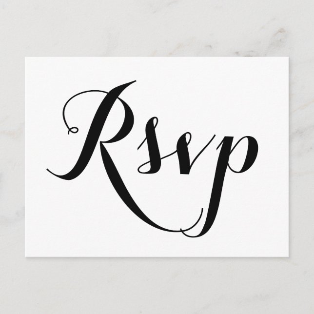 Schlichte White Wedding RSVP Postkarten (Vorderseite)
