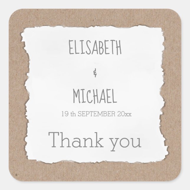 Schlichte, zeitgenössische Pappkarton danke Quadratischer Aufkleber (Vorderseite)