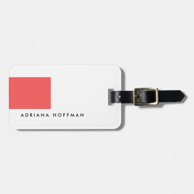 Schlichter einfacher Schwarz-weißer Minimalistisch Gepäckanhänger (Vorderseite horizontal)