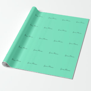 Schlichter Elegant Green Blue Script Calligrafy Na Geschenkpapier