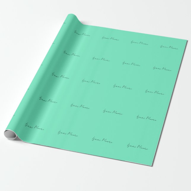 Schlichter Elegant Green Blue Script Calligrafy Na Geschenkpapier (Ungerollt)