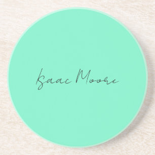 Schlichter Elegant Green Blue Script Calligrafy Na Getränkeuntersetzer
