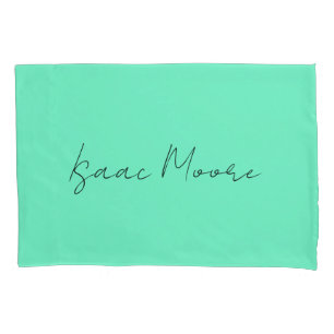 Schlichter Elegant Green Blue Script Calligrafy Na Kissenbezug
