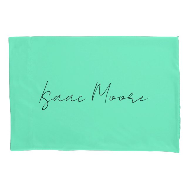 Schlichter Elegant Green Blue Script Calligrafy Na Kissenbezug (Vorderseite)