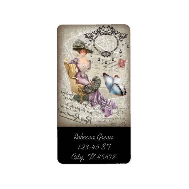 schlichter eleganter Kronleuchter Vintag viktorian Adressaufkleber (Vorne)