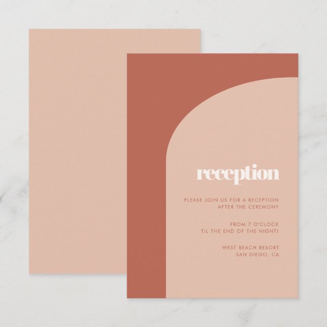 Schlichter Empfang mit Pfirsichpfirsichkarosserie Einladung (Vorne/Hinten)