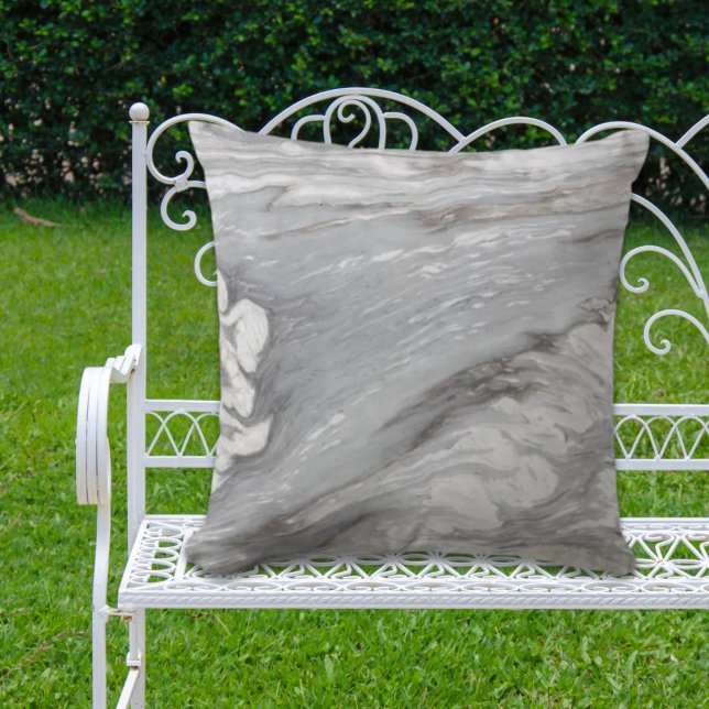 schlichter, minimalistisch weißer Marmor Kissen (modern chic simple minimalist white grey marble outdoor pillow)