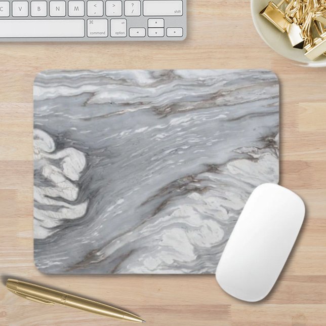 schlichter, minimalistisch weißer Marmor Mousepad (modern chic simple minimalist white grey marble mouse pad)