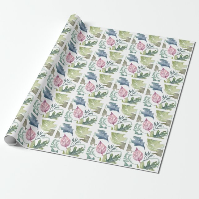 Schlichter Minimalistischer Name Floral Geschenkpapier (Ungerollt)