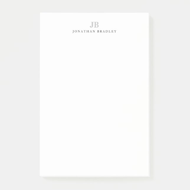 Schlichter Minimalistischer Name mit Monogramm Post-it Klebezettel (Vorderseite)