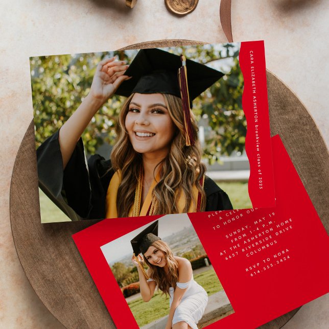 Schlichter, moderner Randrand mit zwei Foto rotem  Ankündigung (Von Creator hochgeladen)