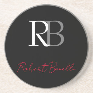 Schlichter Name der Mit Monogramm  Schwarzen Schri Getränkeuntersetzer