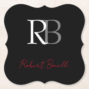 Schlichter Name der Mit Monogramm  Schwarzen Schri Untersetzer