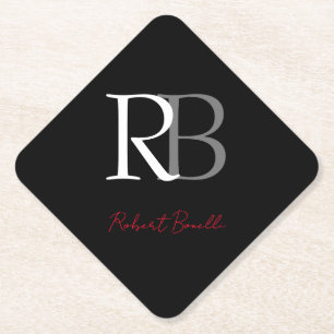 Schlichter Name der Mit Monogramm  Schwarzen Schri Untersetzer