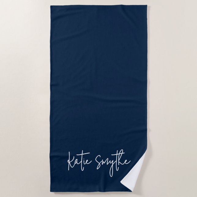 Schlichter Name des Blauen Skriptes Strandtuch (Vorderseite)