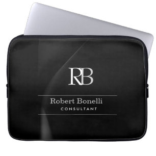 Schlichter Name für moderne graue Monogramm Laptopschutzhülle