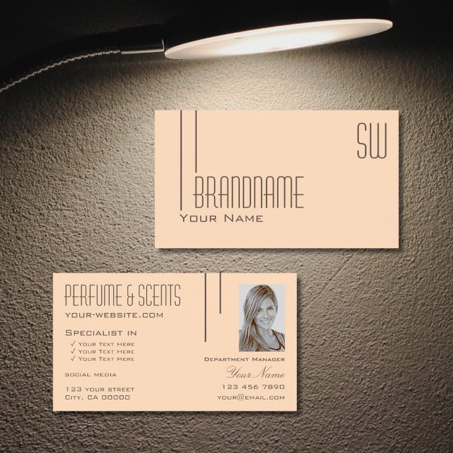 Schlichter Pasteteil mit Monogramm und Foto Modern Visitenkarte (Von Creator hochgeladen)