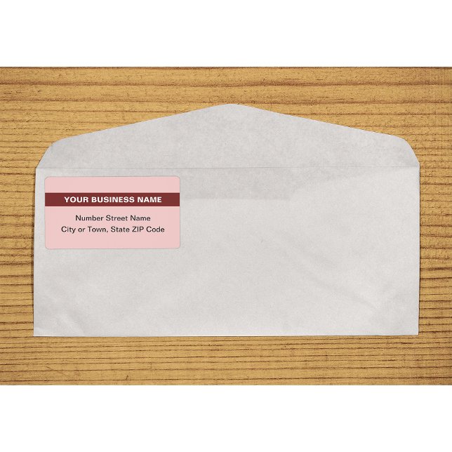Schlichter Text mit hellrotem Etikett (Plain text light red shipping label with your highlighted business name on envelope)