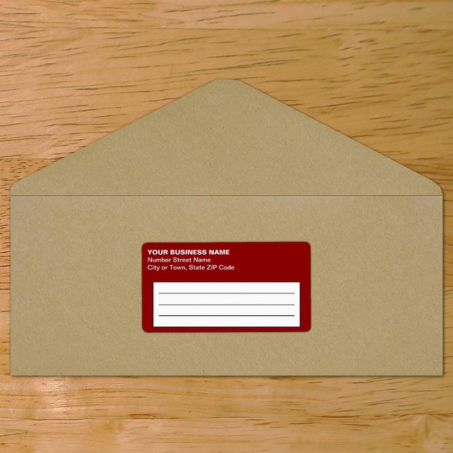 Schlichter Text - Red Business Shipping-Label (Plain text red business shipping label on envelope)