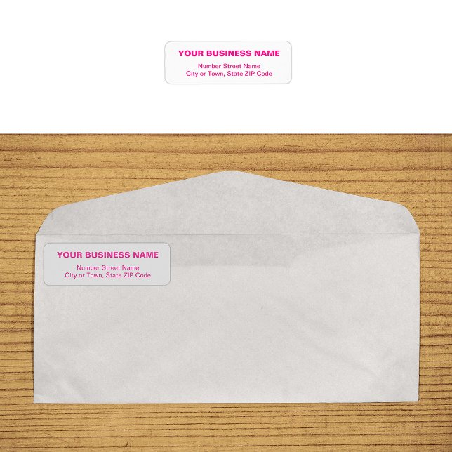 Schlichter Text-Rücksendeadresse (Business return address label in pink plain text)