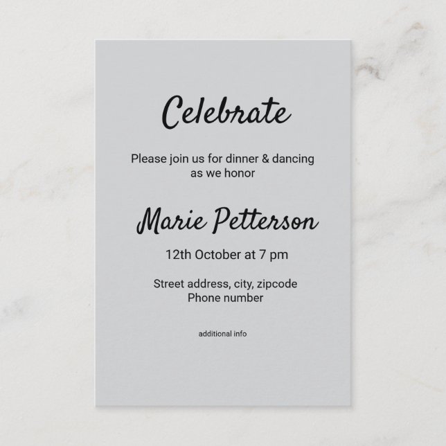 schlichter, weißer Schwarzer Klassiker Begleitkarte (Vorderseite)