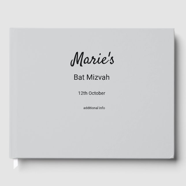 schlichter, weißer Schwarzer Klassiker Gästebuch (Vorderseite)